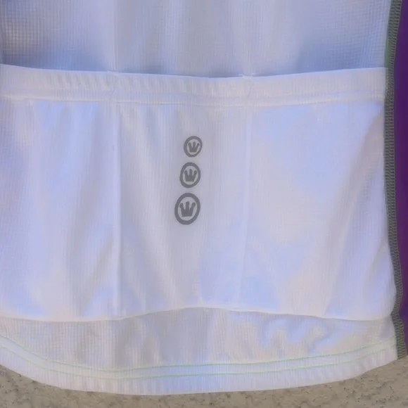 Canari Women's White/Purple Short Sleeve 1/4 Zip Cycle Jersey Size L - Picture 5 of 7